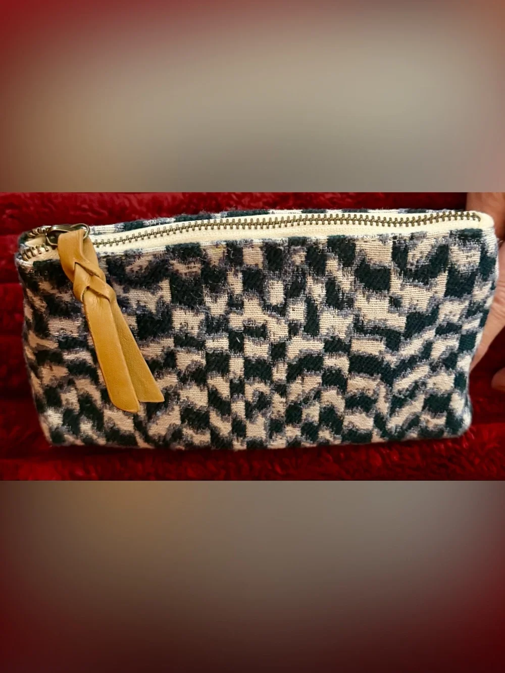 Universal Thread Navy Blue and White Patterned Cosmetic Pouch